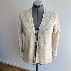 L.L. Bean Ivory100% cotton open Cardigan crochet career
